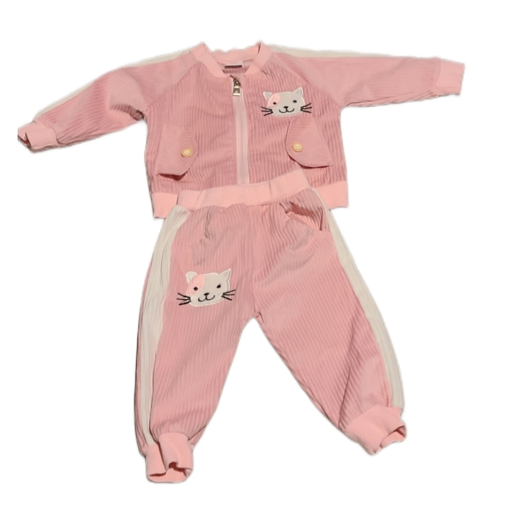 PatPat Baby Pink Kitty Cat Tracksuit w/pockets 6-9m